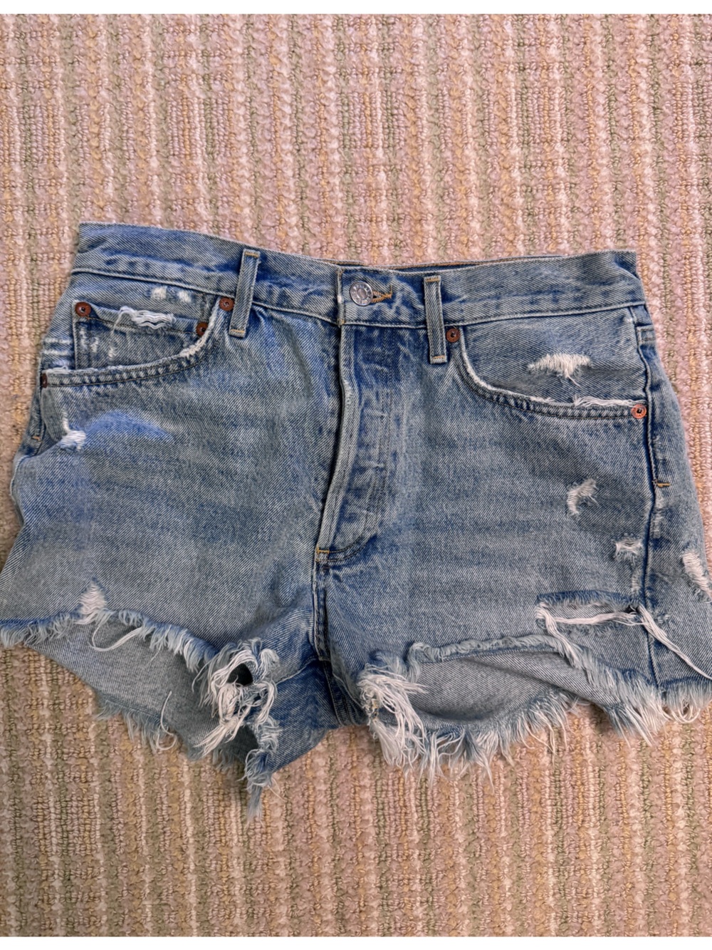Agolde Distressed Denim Cutoff Parker Shorts